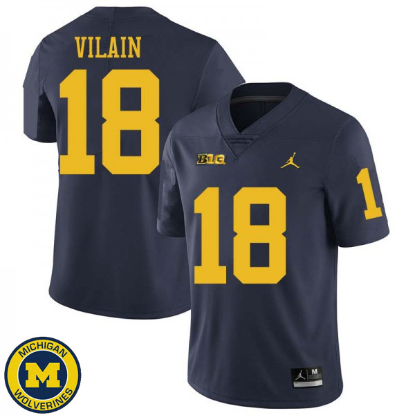 Men Michigan Wolverines #18 Luiji Vilain Navy Jordan Brand Player Jersey